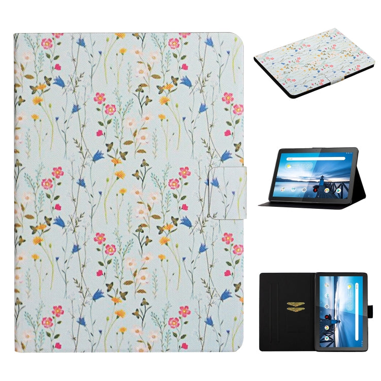 Flower Pattern Horizontal Flip Leather Case with Card Slots & Holder