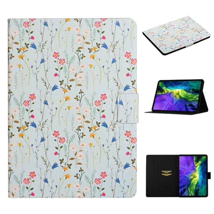 Flower Pattern Horizontal Flip Leather Case with Card Slots & Holder