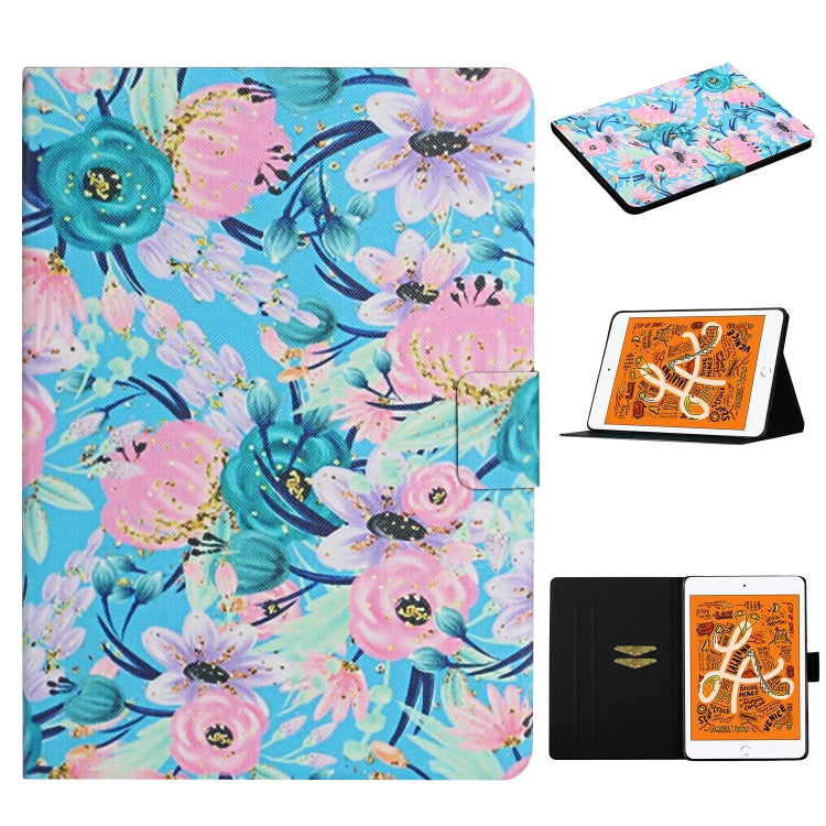 Flower Pattern Horizontal Flip Leather Case with Card Slots & Holder