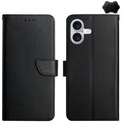 Genuine Leather Fingerprint-proof Flip Phone Case, For iPhone 16 Pro Max, For iPhone 16 Pro������...