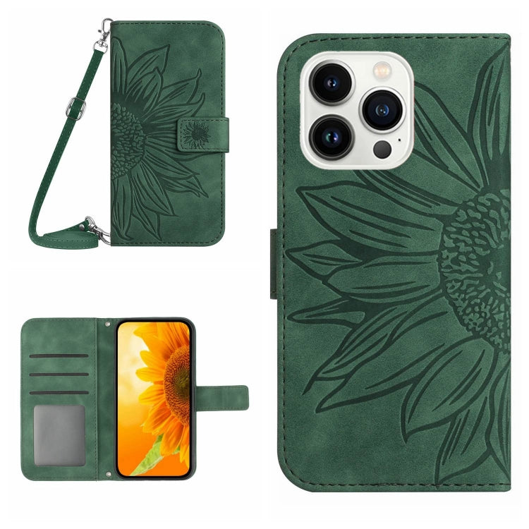 Skin Feel Sun Flower Embossed Flip Leather Phone Case with Lanyard