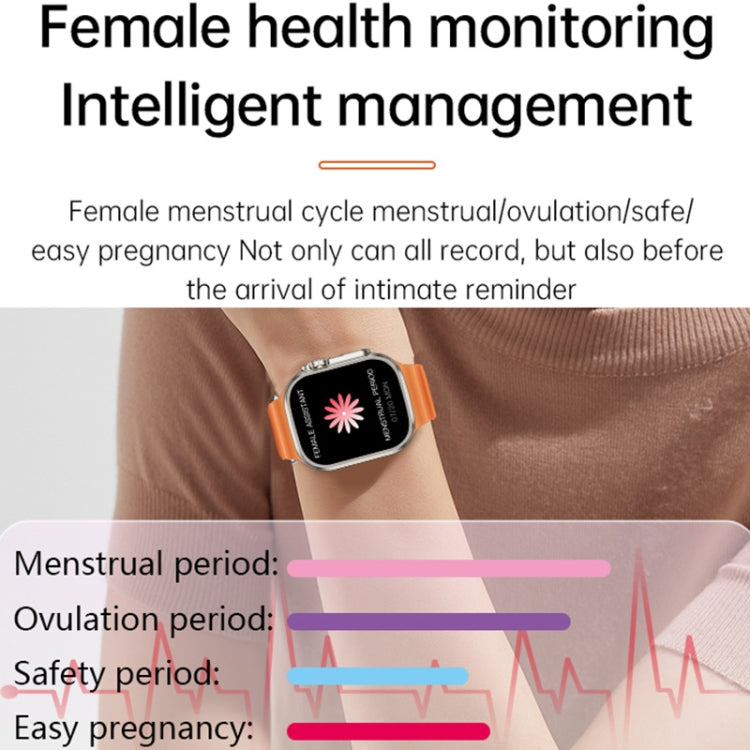 WS-E9 Ultra 2.2 inch IP67 Waterproof Metal Buckle Ocean Silicone Band Smart Watch, Support Heart ...