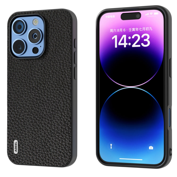 ABEEL Genuine Leather Litchi Texture Phone Case, For iPhone 16 Pro Max, For iPhone 16 Pro��������...