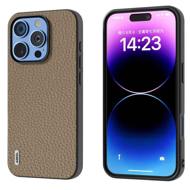 ABEEL Genuine Leather Litchi Texture Phone Case, For iPhone 16 Pro Max, For iPhone 16 Pro��������...