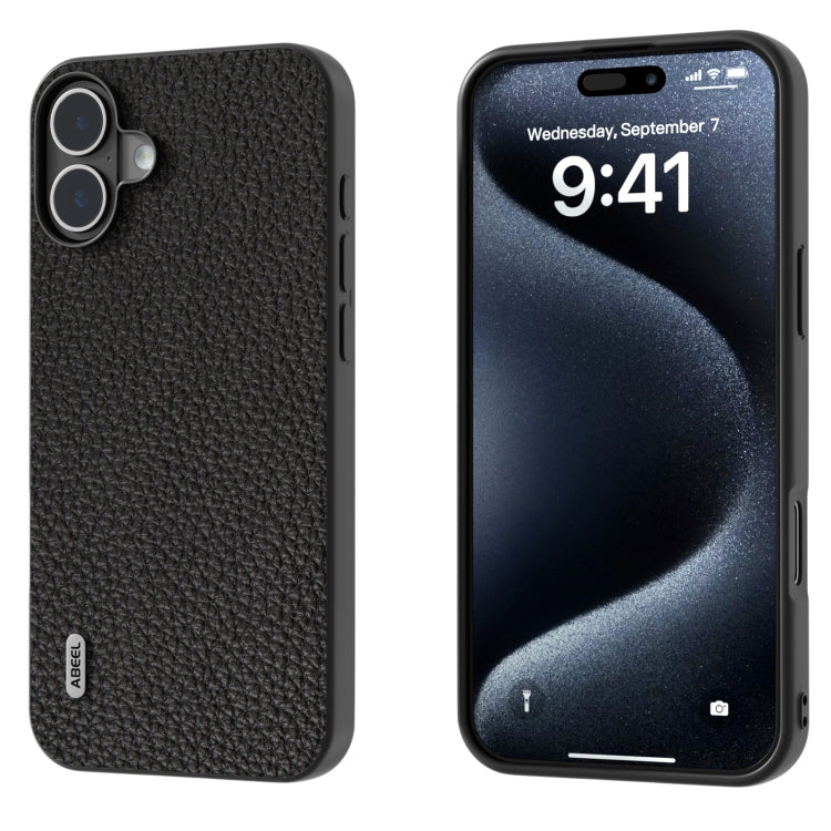 ABEEL Genuine Leather Litchi Texture Phone Case, For iPhone 16 Pro Max, For iPhone 16 Pro��������...