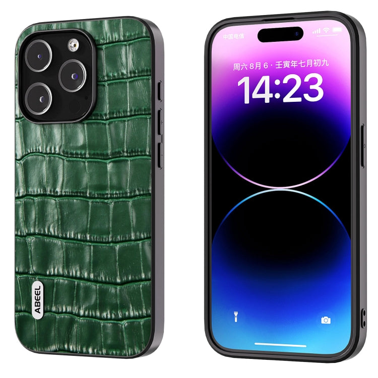 ABEEL Crocodile Texture Genuine Leather Phone Case, For iPhone 16 Pro Max, For iPhone 16 Pro�����...