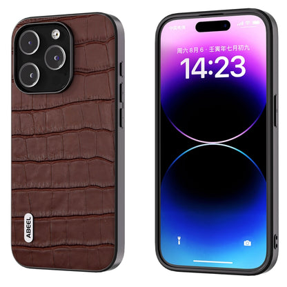 ABEEL Crocodile Texture Genuine Leather Phone Case, For iPhone 16 Pro Max, For iPhone 16 Pro�����...