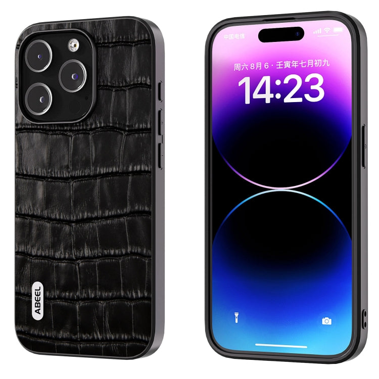 ABEEL Crocodile Texture Genuine Leather Phone Case, For iPhone 16 Pro Max, For iPhone 16 Pro�����...
