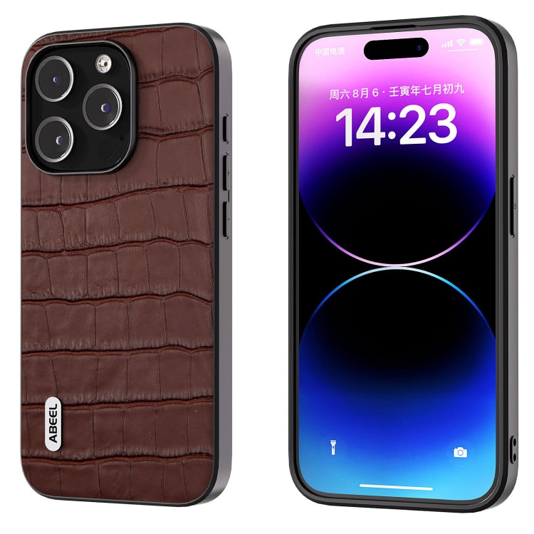 ABEEL Crocodile Texture Genuine Leather Phone Case, For iPhone 16 Pro Max, For iPhone 16 Pro�����...