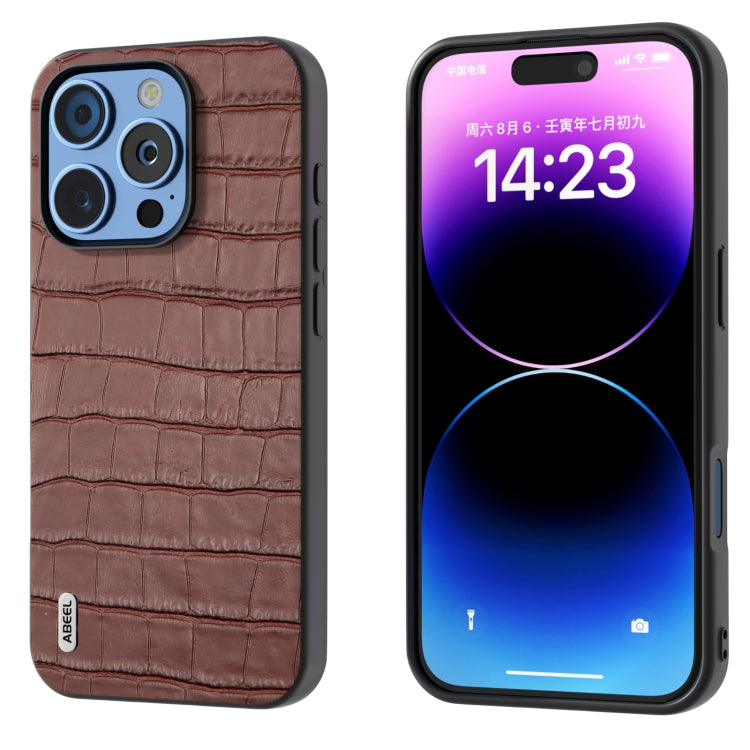 ABEEL Crocodile Texture Genuine Leather Phone Case, For iPhone 16 Pro Max, For iPhone 16 Pro�����...