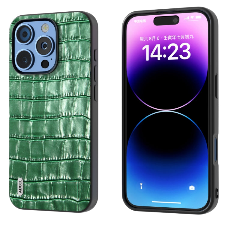 ABEEL Crocodile Texture Genuine Leather Phone Case, For iPhone 16 Pro Max, For iPhone 16 Pro�����...