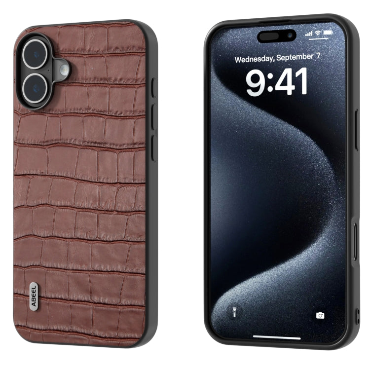 ABEEL Crocodile Texture Genuine Leather Phone Case, For iPhone 16 Pro Max, For iPhone 16 Pro�����...
