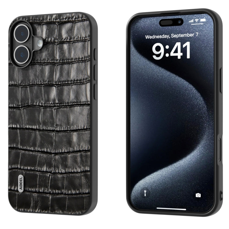 ABEEL Crocodile Texture Genuine Leather Phone Case, For iPhone 16 Pro Max, For iPhone 16 Pro�����...