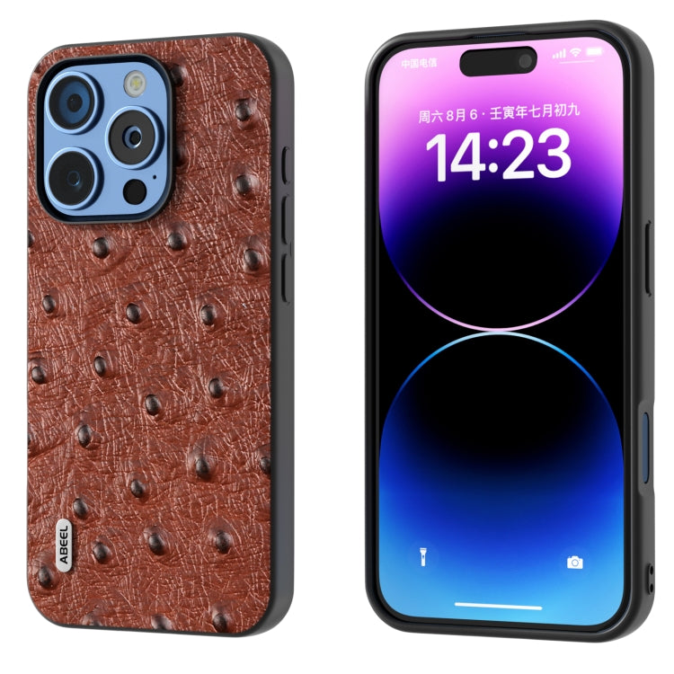 ABEEL Genuine Leather Ostrich Texture Phone Case
