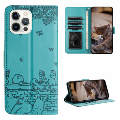 Cat Embossing Pattern Leather Phone Case with Lanyard