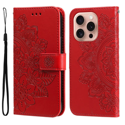Seven-petal Flowers Embossing Leather Phone Case