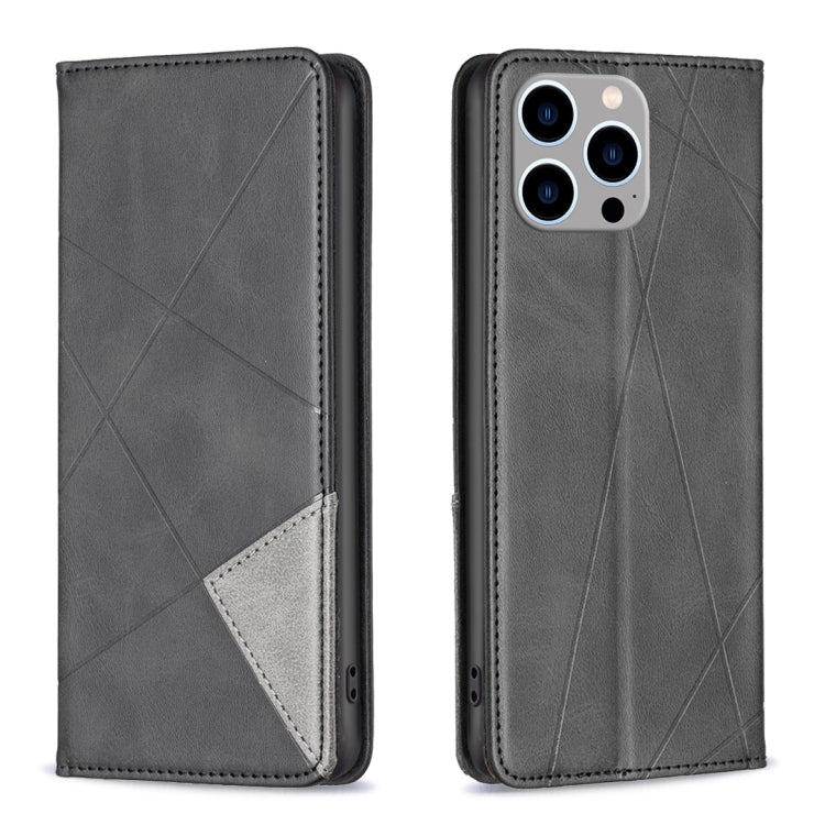 Rhombus Texture Magnetic Leather Phone Case