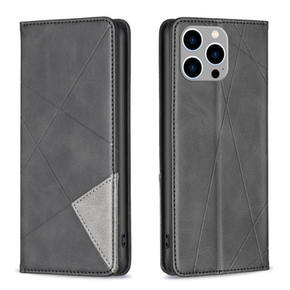 Rhombus Texture Magnetic Leather Phone Case