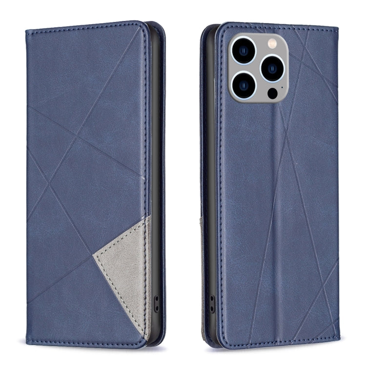 Rhombus Texture Magnetic Leather Phone Case