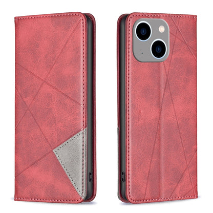 Rhombus Texture Magnetic Leather Phone Case