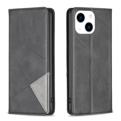 Rhombus Texture Magnetic Leather Phone Case