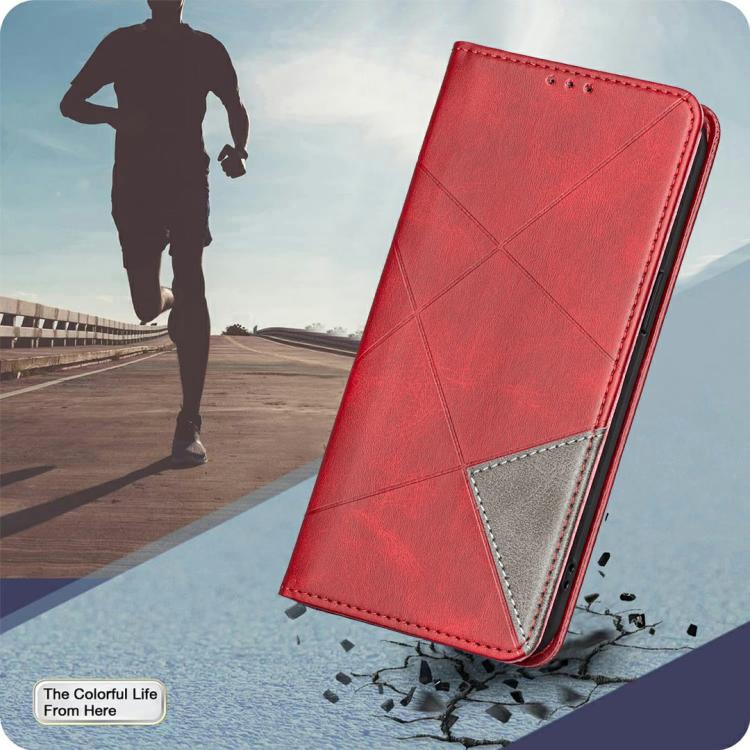 Rhombus Texture Magnetic Leather Phone Case