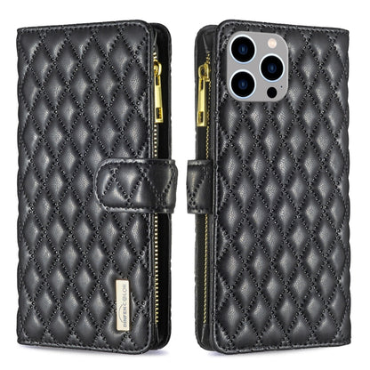 Diamond Lattice Zipper Wallet Leather Flip Phone Case
