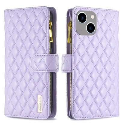 Diamond Lattice Zipper Wallet Leather Flip Phone Case