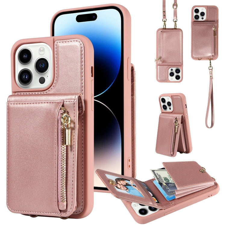 Crossbody Lanyard Zipper Wallet Leather Phone Case, For iPhone 16 Pro Max, For iPhone 16 Pro�����...