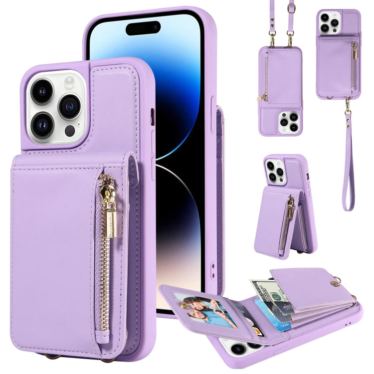 Crossbody Lanyard Zipper Wallet Leather Phone Case, For iPhone 16 Pro Max, For iPhone 16 Pro�����...