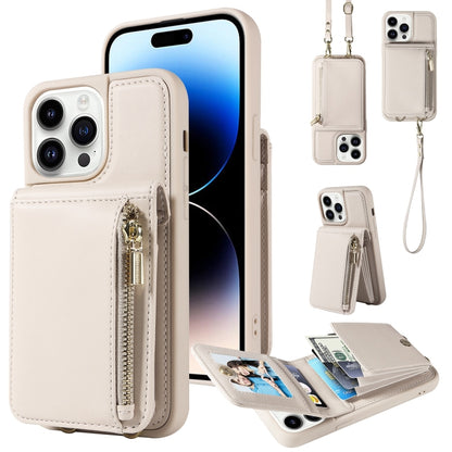Crossbody Lanyard Zipper Wallet Leather Phone Case, For iPhone 16 Pro Max, For iPhone 16 Pro�����...