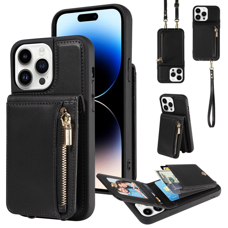 Crossbody Lanyard Zipper Wallet Leather Phone Case, For iPhone 16 Pro Max, For iPhone 16 Pro�����...