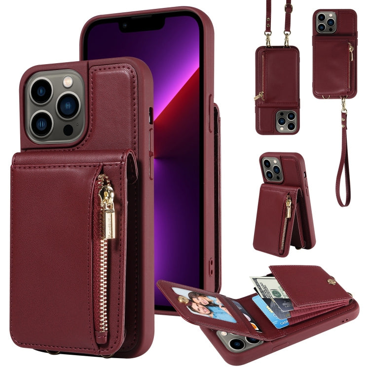 Crossbody Lanyard Zipper Wallet Leather Phone Case, For iPhone 16 Pro Max, For iPhone 16 Pro�����...