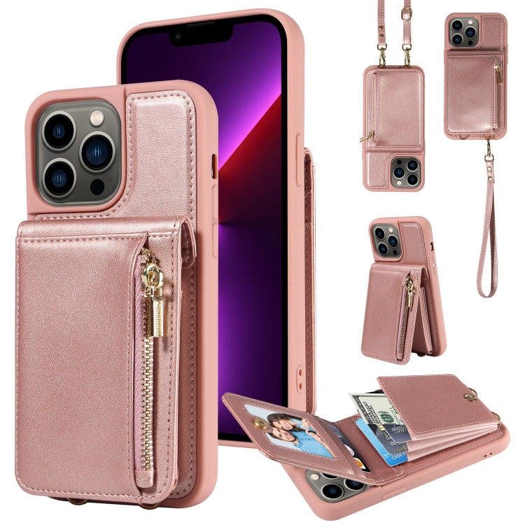 Crossbody Lanyard Zipper Wallet Leather Phone Case, For iPhone 16 Pro Max, For iPhone 16 Pro�����...