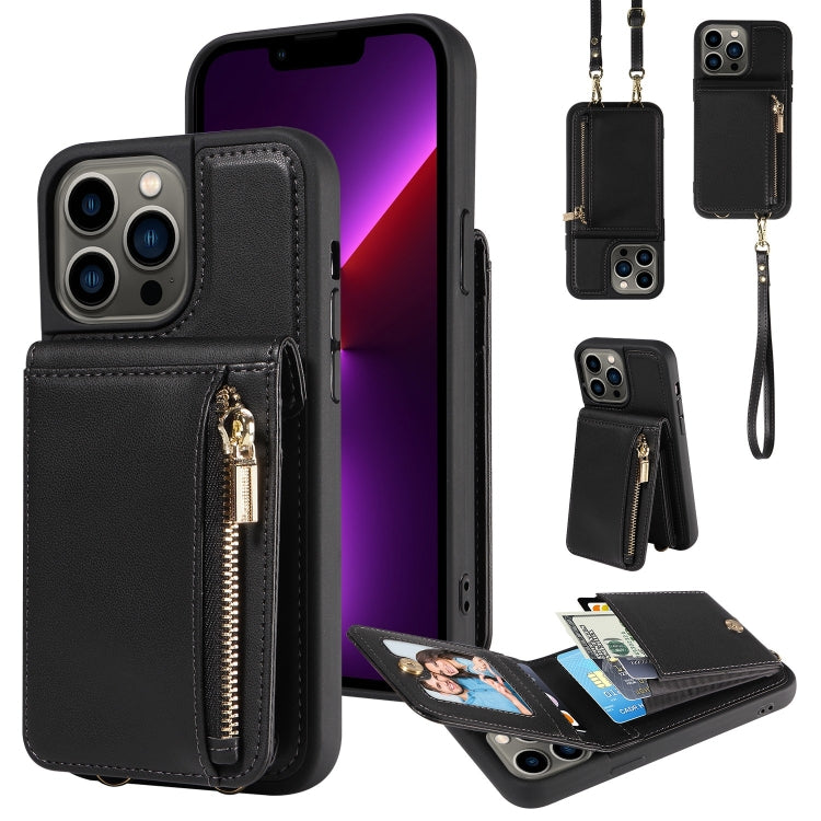 Crossbody Lanyard Zipper Wallet Leather Phone Case, For iPhone 16 Pro Max, For iPhone 16 Pro�����...