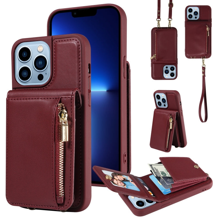 Crossbody Lanyard Zipper Wallet Leather Phone Case, For iPhone 16 Pro Max, For iPhone 16 Pro�����...