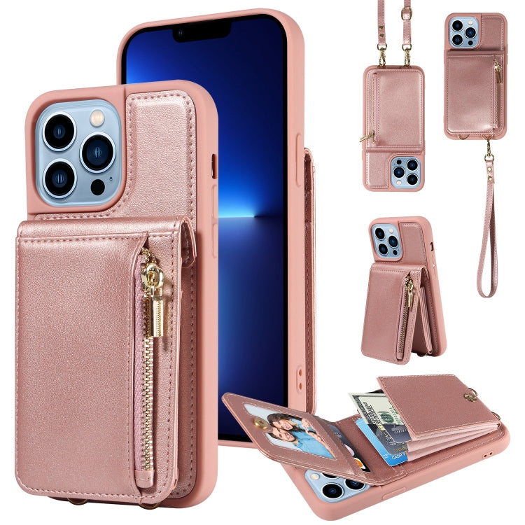 Crossbody Lanyard Zipper Wallet Leather Phone Case, For iPhone 16 Pro Max, For iPhone 16 Pro�����...