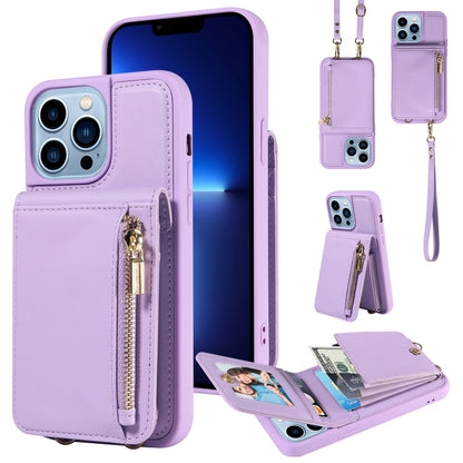 Crossbody Lanyard Zipper Wallet Leather Phone Case, For iPhone 16 Pro Max, For iPhone 16 Pro�����...