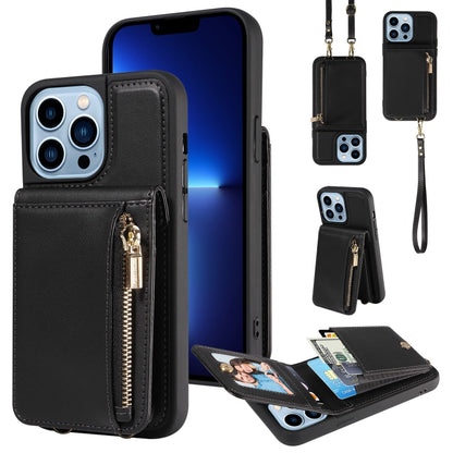 Crossbody Lanyard Zipper Wallet Leather Phone Case, For iPhone 16 Pro Max, For iPhone 16 Pro�����...