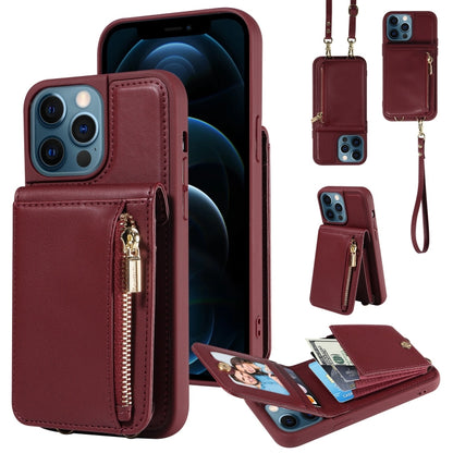 Crossbody Lanyard Zipper Wallet Leather Phone Case, For iPhone 16 Pro Max, For iPhone 16 Pro�����...