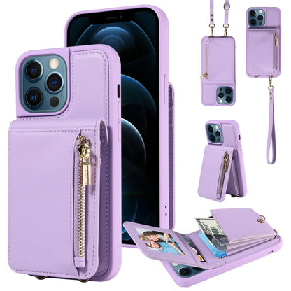 Crossbody Lanyard Zipper Wallet Leather Phone Case, For iPhone 16 Pro Max, For iPhone 16 Pro�����...
