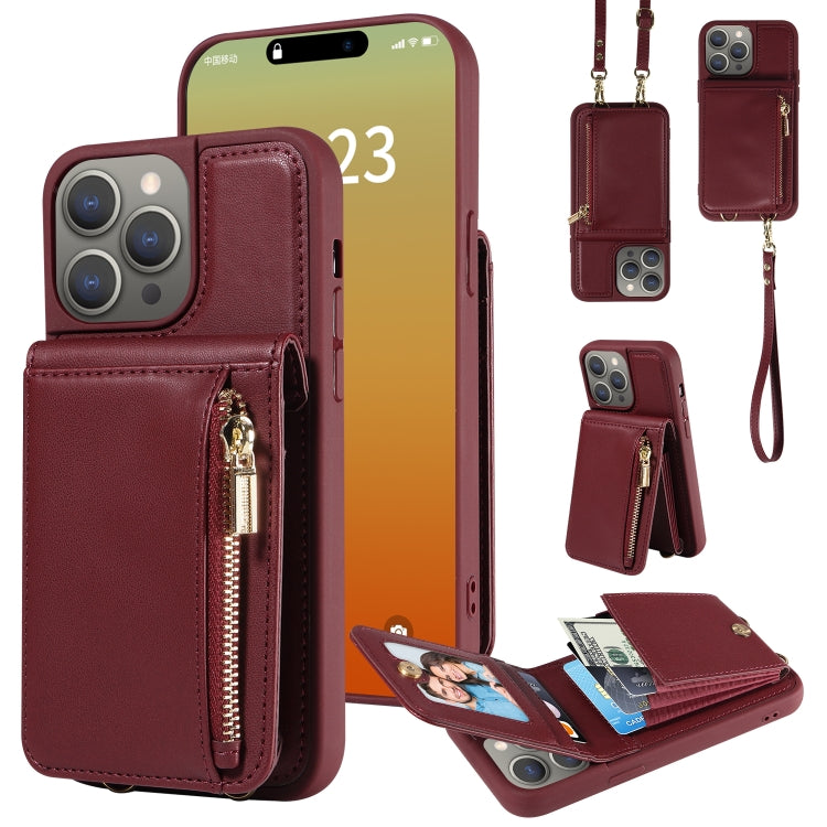 Crossbody Lanyard Zipper Wallet Leather Phone Case, For iPhone 16 Pro Max, For iPhone 16 Pro�����...