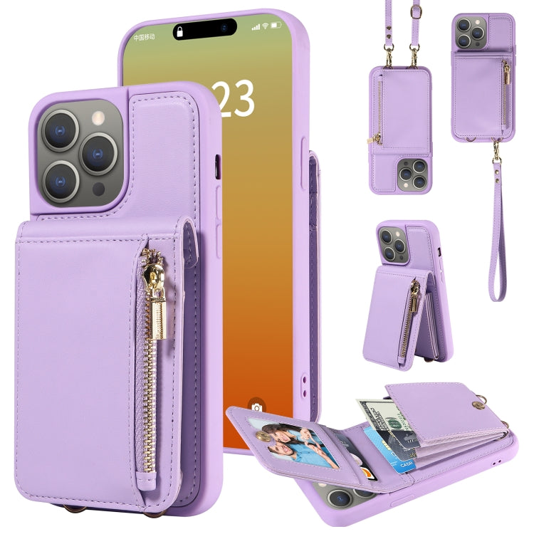 Crossbody Lanyard Zipper Wallet Leather Phone Case, For iPhone 16 Pro Max, For iPhone 16 Pro�����...