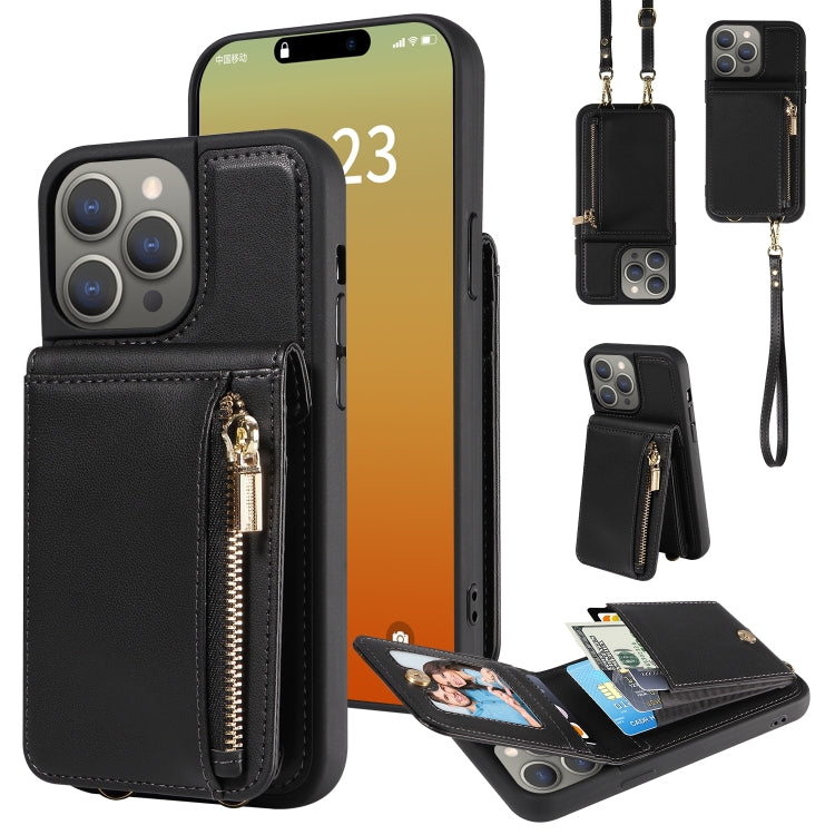 Crossbody Lanyard Zipper Wallet Leather Phone Case, For iPhone 16 Pro Max, For iPhone 16 Pro�����...