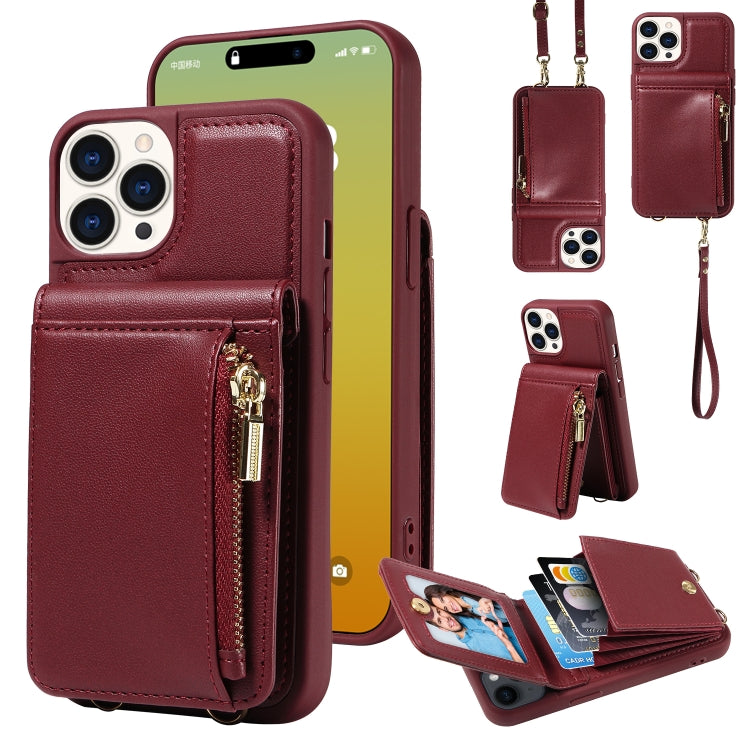 Crossbody Lanyard Zipper Wallet Leather Phone Case, For iPhone 16 Pro Max, For iPhone 16 Pro�����...