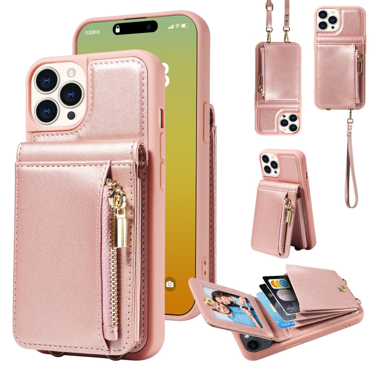 Crossbody Lanyard Zipper Wallet Leather Phone Case, For iPhone 16 Pro Max, For iPhone 16 Pro�����...