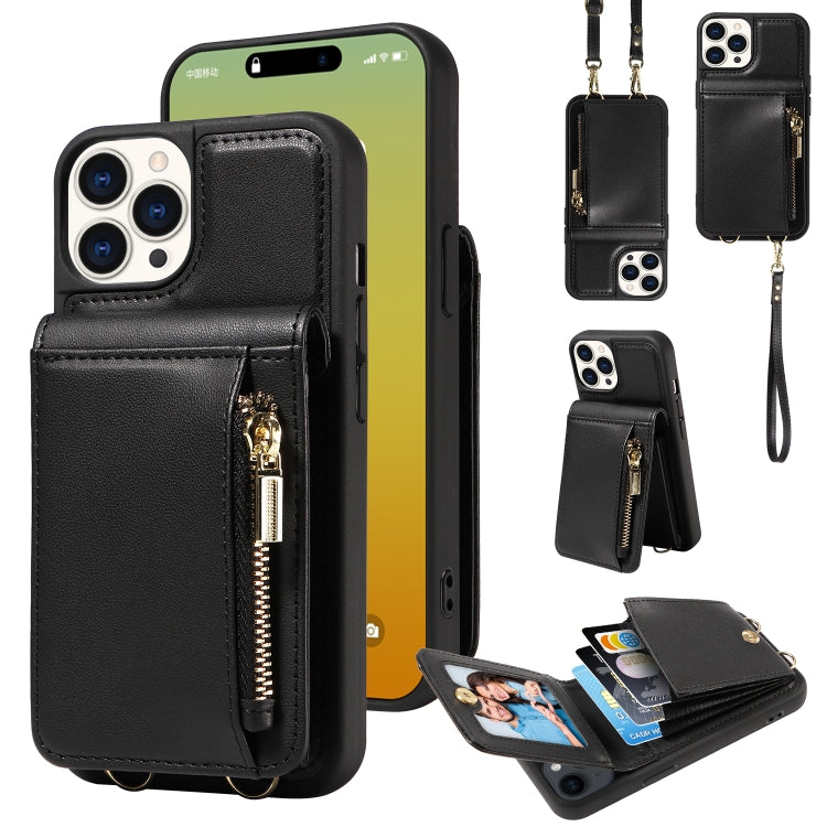 Crossbody Lanyard Zipper Wallet Leather Phone Case, For iPhone 16 Pro Max, For iPhone 16 Pro�����...