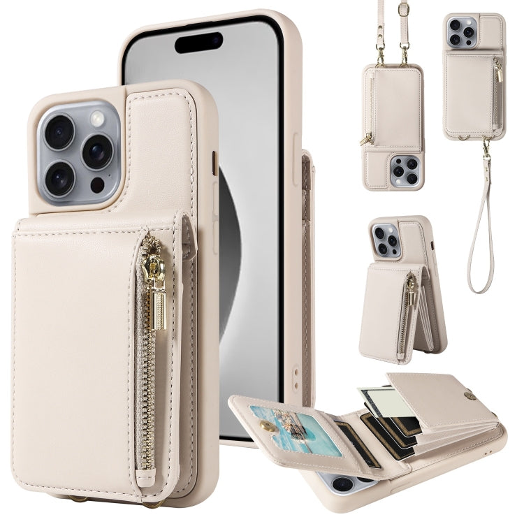 Crossbody Lanyard Zipper Wallet Leather Phone Case, For iPhone 16 Pro Max, For iPhone 16 Pro�����...