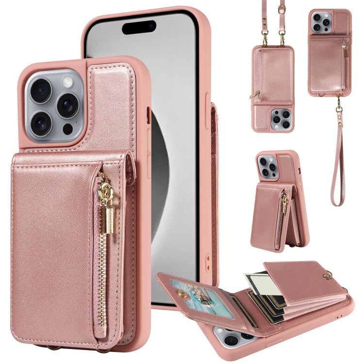 Crossbody Lanyard Zipper Wallet Leather Phone Case, For iPhone 16 Pro Max, For iPhone 16 Pro�����...