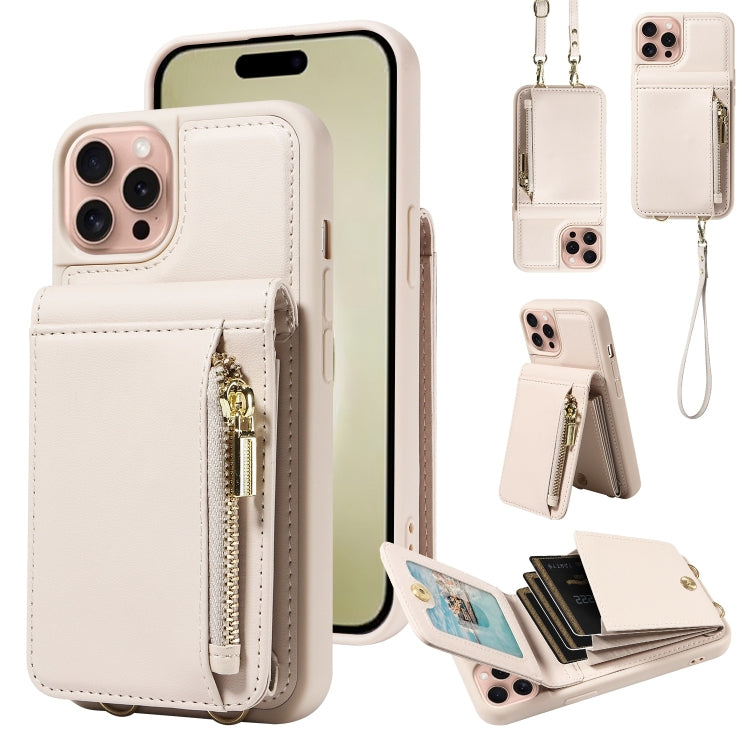 Crossbody Lanyard Zipper Wallet Leather Phone Case, For iPhone 16 Pro Max, For iPhone 16 Pro�����...